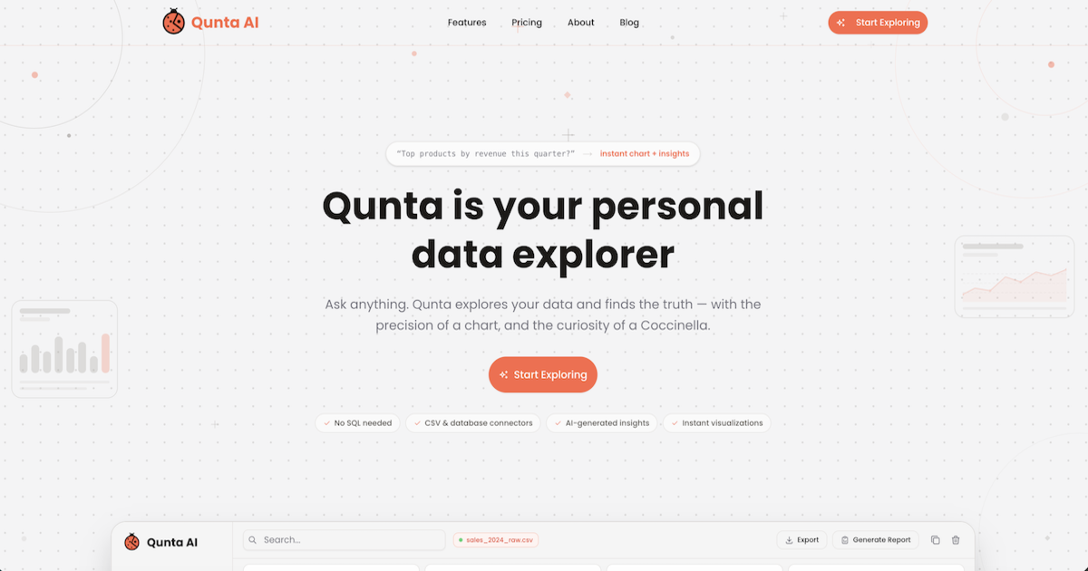Qunta AI — Analyze Your Data with AI, No SQL Required